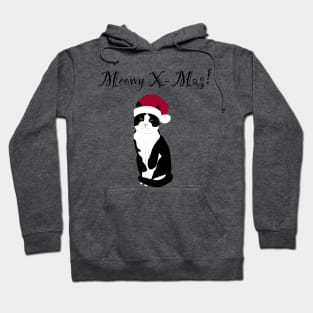 Meowy X-mas santa hat - tuxedo Hoodie